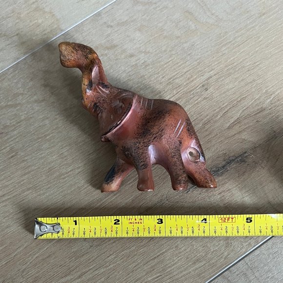 Hand Carved Stone Elephant Figurine - Picture 4 of 4